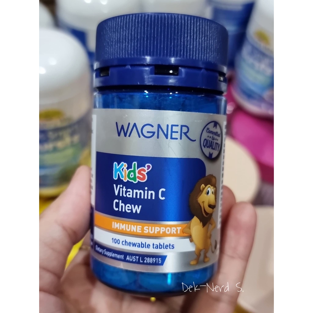 WAGNER Kids' Vitamin C 100 Chewable Tablets วิตามินซีสำหรับเด็กตั้งแต่อายุ 1 ปีขึ้นไป แบบอมหรือเคี้ยว ทานง่าย