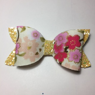 Fabric leather glitter bow