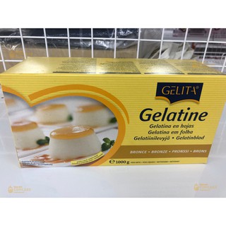 แผ่นเจลาติน ตราเยลลิต้า Gelatin ขนาด 1 กก. 300 แผ่น หมดอายุ 13 พ.ค. 68 ทำเยลลี่ พานาคอตต้า