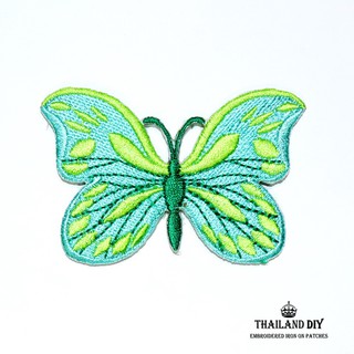 ตัวรีดผีเสื้อ ผีเสื้อ เขียว สีเขียวมิ้น 7x4.5 cm Mint Green Butterfly Patch งานปัก DIY ตัวรีด อาร์ม ติดเสื้อ สวย น่ารัก