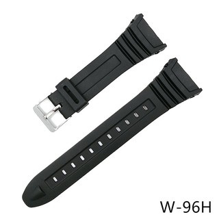 (สีดำด้าน) สายนาฬิกา สายยาง สำหรับ Casio W-96H