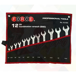 FORCE ประแจ ประแจแหวนข้างปากตาย ชุดประแจแหวนข้างปากตาย 12 ชิ้น (นิ้ว) Model 5121SC