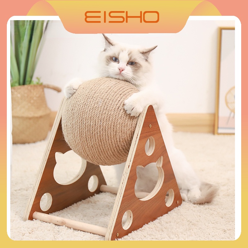 Eisho ของเล่นแมว ที่ฝนเล็บแมว ที่ลับเล็บแมว ที่ฝนเล็บแมวลูกบอล คอนโดแมว ที่ฝนเล็บแมวขนาดใหญ่ ลูกบอล ของเล่นแมวต้นไม้และคอนโดแมวที่ข่วนเล็บแมว ทรงสามเหลี่ยม