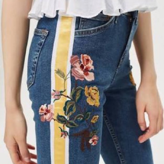 กางเกงยีนส์ Topshop Moto Embroidered Skinny Jeans ไซส์xs/s