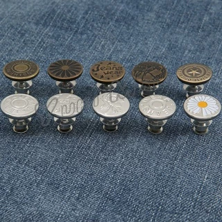Yuki กระดุม ปรับเอวกางเกง ปุ่มที่ถอดออกได้ เป็นเข็มหมุด ปรับได้ตามต้องการ jeans buttons