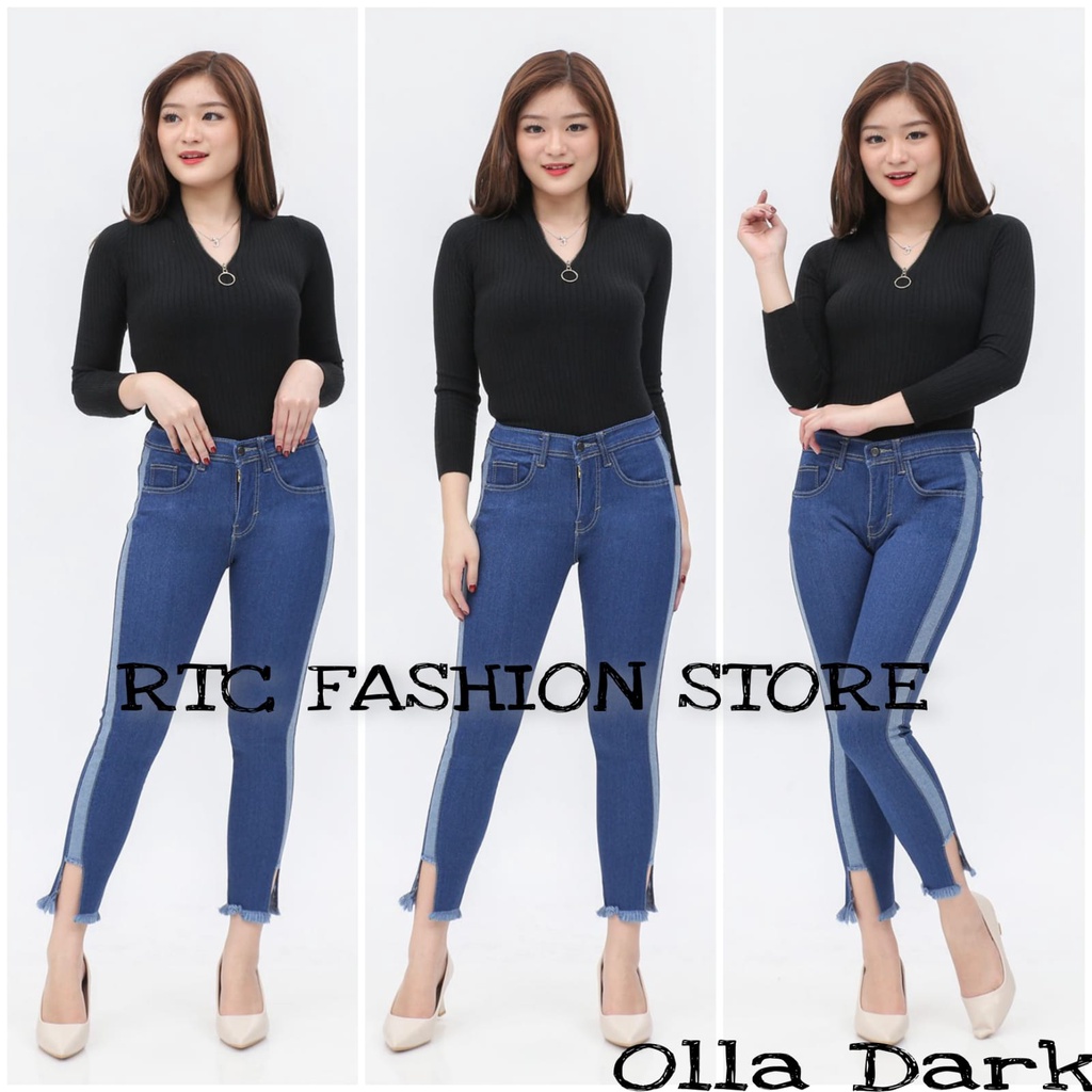 RTC - OLLA DARKBLUE กางเกงยีนส์ผู้หญิง 7/9 / OLA DARKBLUE GRADUATED กางเกงยีนส์ผู้หญิง SIZE 27-30 ให