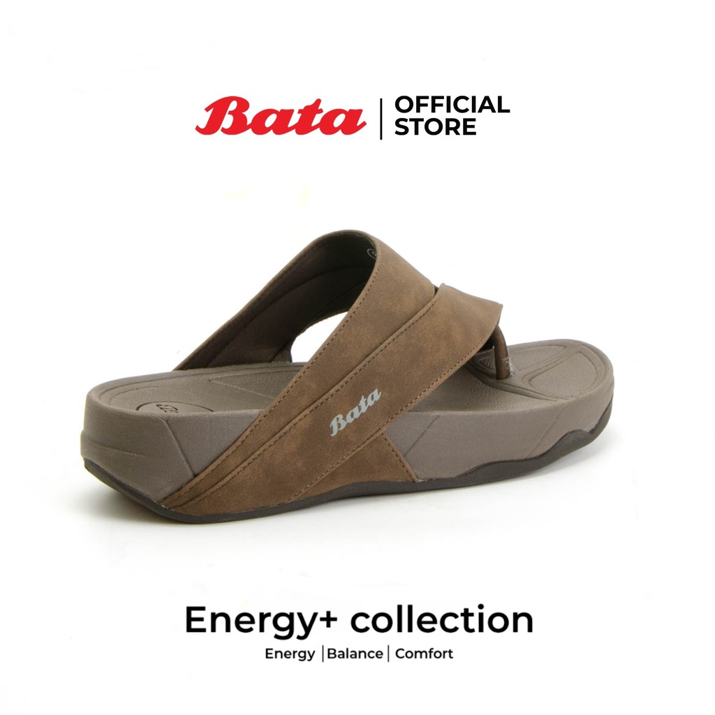 *Best Seller* Bata Energy+ รองเท้าลำลองหูหนีบ ยอดฮิต สวมใส่ง่าย สำหรับผู้ชาย สีน้ำตาล 8716641 size 6-11