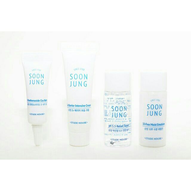 (ของแท้ // มีโค๊ดลด) Etude House Soon Jung Skin Care Trial Kit (4 Items) สำหรับผิวบอบบางแพ้งาย