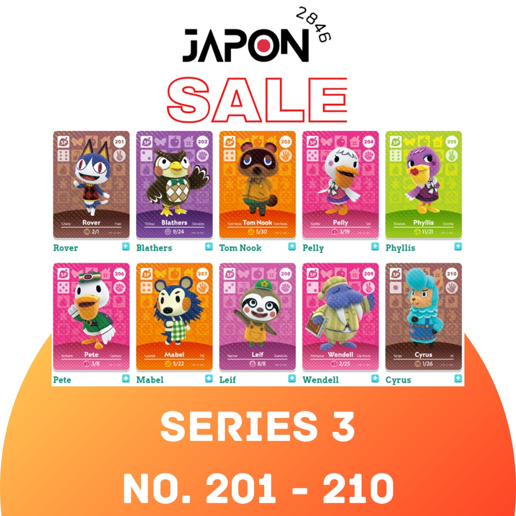 Animal Crossing Amiibo cards Series 3 No.201-210