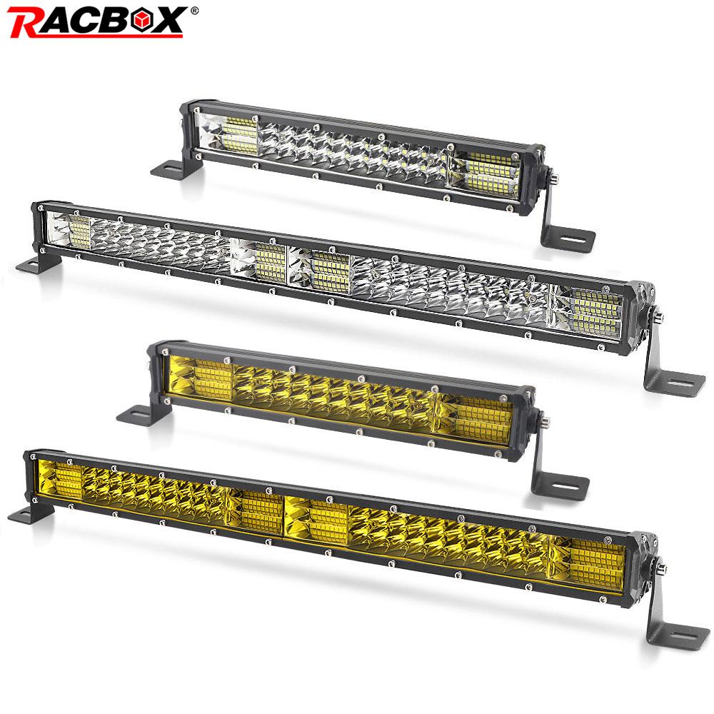 Offroad Led Light Bar 10 20 Inch 3 Rows Slim Led Bar White Yellow Fog Lights For Jeep Car Tractor Tr