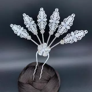 Vintage jewelry เครื่องประดับผม ชุดไทย ปิ่นปักผมออเจ้า สีเงิน หลายสไตล์ ปิ่นปักผมใบไม้