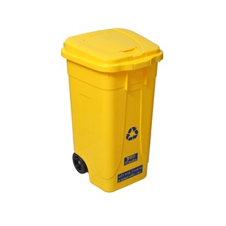 ถังผงฝาเปิด-ปิด 100 ลิตร เหลือง สแตนดาร์ด RW9252 100 liters of powder bucket, yellow lid, standard RW9252