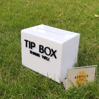 โปรแรง!!! TIP BOX สีขาวมี 3 แบบ กล่องอะคริลิค tipbox กล่อง tip box กล่องทำช่องใส่เงิน