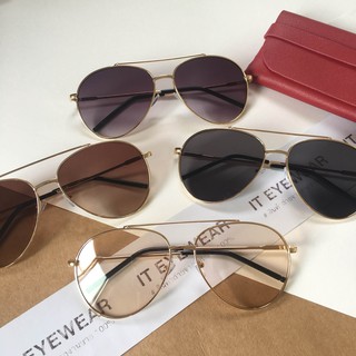 Eyewear_by.tm แว่นกันแดด รุ่น Aviator สี ดำไล่โทน ชาไล่โทน ดำ ปรอทเงิน