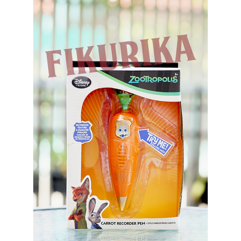 NEW!! CARROT RECORDER PEN Toy with Box DISNEY Store ZOOTOPIA Judy