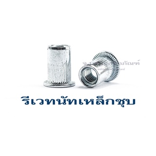 รีเวทนัทเหล็กชุบ (แพ็คละ 100 ตัว) รีเวทเกลียว ป๊อบนัท Rivet Nut ขนาด M3 M4 M5 M6 M8 M10