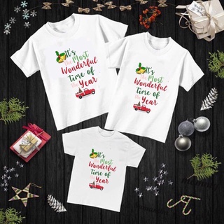 เสื้อยืดFAMILY SETS T-SHIRT FOR CHRISTMAS AND NEW YEAR WHITE ROUND NECK TRENDY COTTON 471