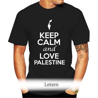 เสื้อยืดผ้าฝ้ายพิมพ์ลายแฟชั่น เสื้อยืด พิมพ์ลาย Keep Calm And Love Palestine Country Patriotic Novelty สําหรับผู้ใหญ่