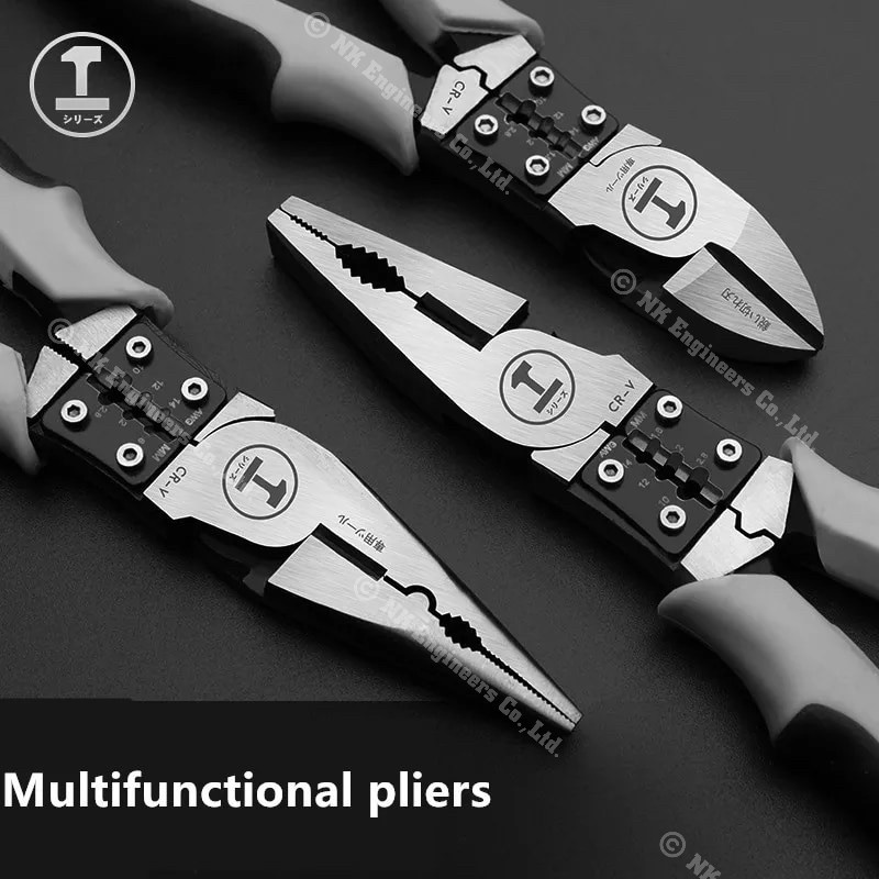 GREENER คีมอเนกประสงค์ ดีไซน์ญี่ปุ่น สำหรับช่างไฟฟ้า สามารถตัดปลอกสายไฟและย้ำหางปลา วัสดุเหล็ก CR-V กันน้ำ และสนิม