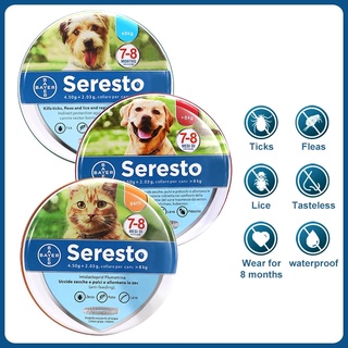 Bayer Seresto ปลอกคอกันเห็บ และหมัด สําหรับสุนัข และแมว ทุกขนาด ป้องกัน 8 เดือน