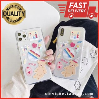 11 promax iPhone case เคสนิ่ม เนื้อซิลิโคน for iPhone X XS MAX XR  7+ 8PLUS full cover case teddyวงกลมรุ้ง