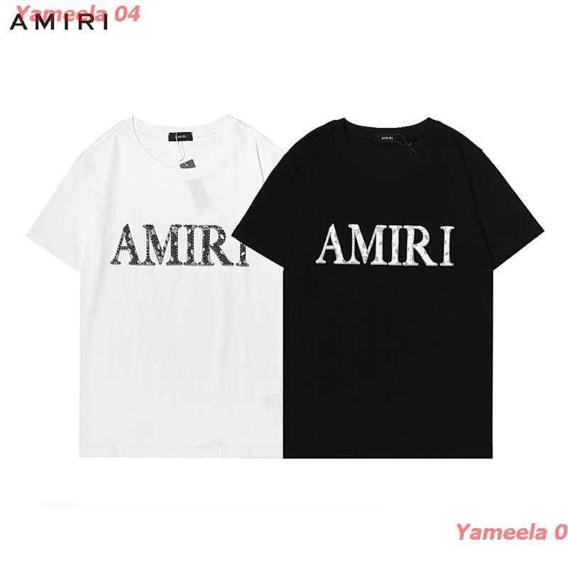 [COD]เสื้อยืดผ้าฝ้ายYameela 04 New Amiri เสื้อยืดแขนสั้นเนื้อผ้าฝ้ายแฟชั่นพิมพ์ลายสําหรับผู้หญิงและผู้ชาย saleS-5XL