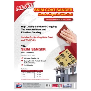กระดาษทราย สกิมโค้ท TOA Skim Sander WAC ขัดผนังปูน วัสดุอุดโป้ว งานไม้ ทีโอเอ/b