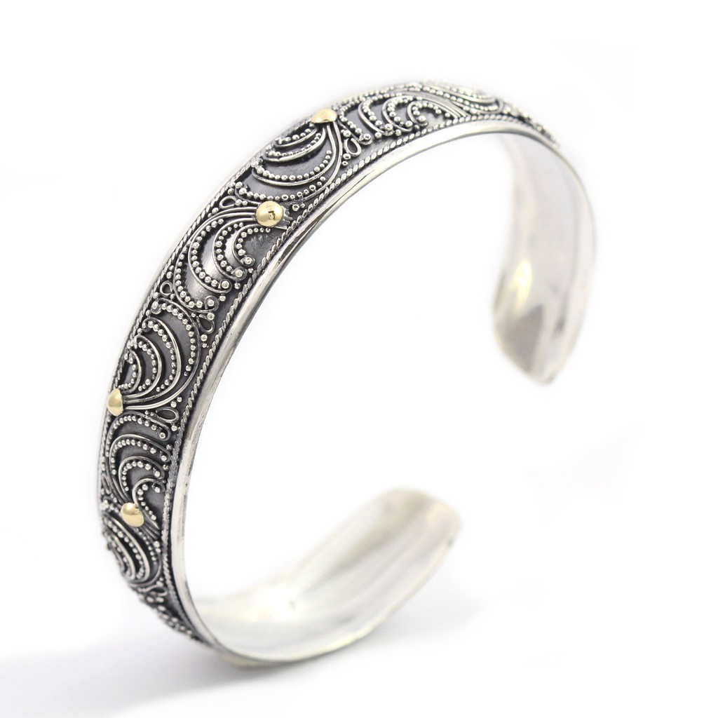 สร้อยข้อมือเงิน Cuff Bun Jawan Gold 4 B240