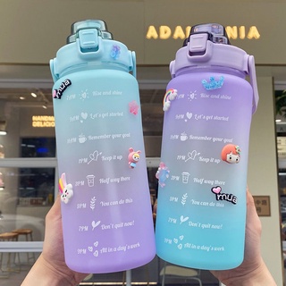 Hot️มีสินค้าพร้อมส่ง️️ขวดน้ำ 2ลิตร ขวดน้ำพกพา ขวดน้ำเพื่อสุขภาพ มีขีดบอกเวลา...แถมสติ๊กเกอร์️ พร้อมส่ง..ไม่ต้องรอ