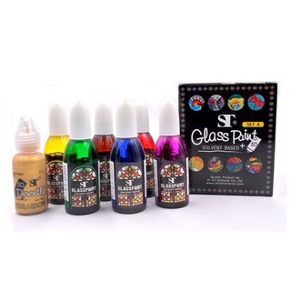 STสีเพนท์แก้ว3D สูตรน้ำยา 6สี, 20ml Set A