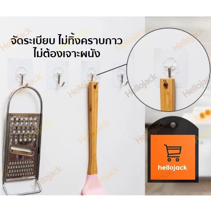 พร้อมส่ง! ตะขอแขวนติดผนัง ตะขอแปะผนัง ตะขออเนกประสงค์ ติดกำแพง ติดเพดาน ตะขอแขวน ตะขอแขวนติดผนัง thumbnail 8