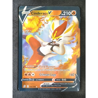 Cinderace V Card เอสเบิร์น 035/192 Pokemon Card Gold Flash Light (Glossy) ภาษาอังกฤษ