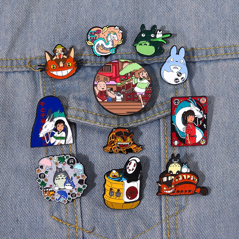 เข็มกลัดเคลือบ ลายการ์ตูนอนิเมะ Spirited Away Totoro น่ารัก 11 แบบ เครื่องประดับ สําหรับเพื่อน เก็บสะสม