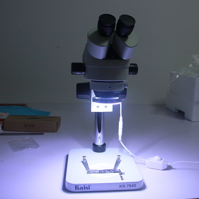 Kaisi แหวนไฟ LED 60 ดวง บางพิเศษ ปรับได้ สําหรับกล้องจุลทรรศน์สเตอริโอซูม ปลั๊ก USB