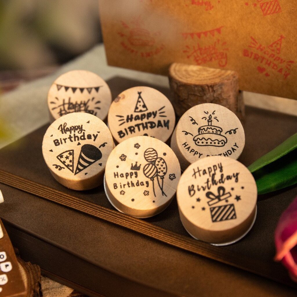 ตรายาง ตัวปั๊ม ชุด 6 ชิ้น Happy birthday set