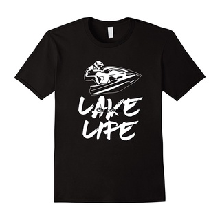 เสื้อยืดแขนสั้น ผ้าฝ้ายแท้ พิมพ์ลาย JET SKI LAKE LIFE สไตล์เรโทร สําหรับผู้ชาย