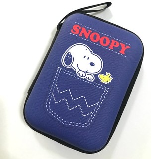 SNOOPY กล่องเก็บสายชาร์จ กล่องใส่ Power bank , หูฟัง ,  Size L ลาย  BLUE 1 L งานดี evaกันกระแทก ขนาด13.5x9.5x3.5cm งานสว