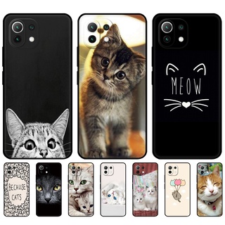 Meow เคสโทรศัพท์มือถือ ซิลิโคนนิ่ม Tpu ลายแมวคิตตี้น่ารัก สีดํา สําหรับ xiaomi Mi 11 Lite 4G 5G NE 11i 11 Ultra 11T Pro POCO F3