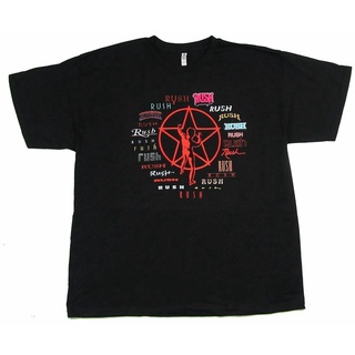 T-shirt  เสื้อยืดผ้าฝ้ายแท้ 100% แขนสั้น พิมพ์ลายโลโก้ Rush All The Logos Evolution สําหรับผู้ชายS-5XL