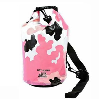 Dry Super กระเป๋ากันน้ำ ถุงกันน้ำ Waterproof Bag รุ่นลายพรางทหาร ความจุ 5 Liter (สีชมพู)