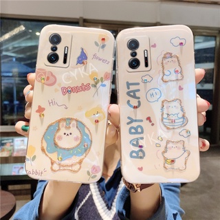 Ready Stock 2021 เคสโทรศัพท์ Xiaomi Mi 11T Pro / 11T เคส Xiomi 11 Lite / 11 Lite 5G NE / 10T / 10T Pro NEW Blue Light Rhinestone Cartoon Cute Cat and Rabbit Silicone Soft Handphone CoverXiaomi 11 Lite 5G NE