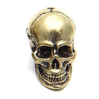 ลูกปัด ลูกปัท skull bead ลูกปัดกะโหลก ทองเหลืองแท้ แบบ 3 รู Keychain DIY (ขนาดเชือกร้อย 2-3mm) สายแลนยาร์ด Lanyard