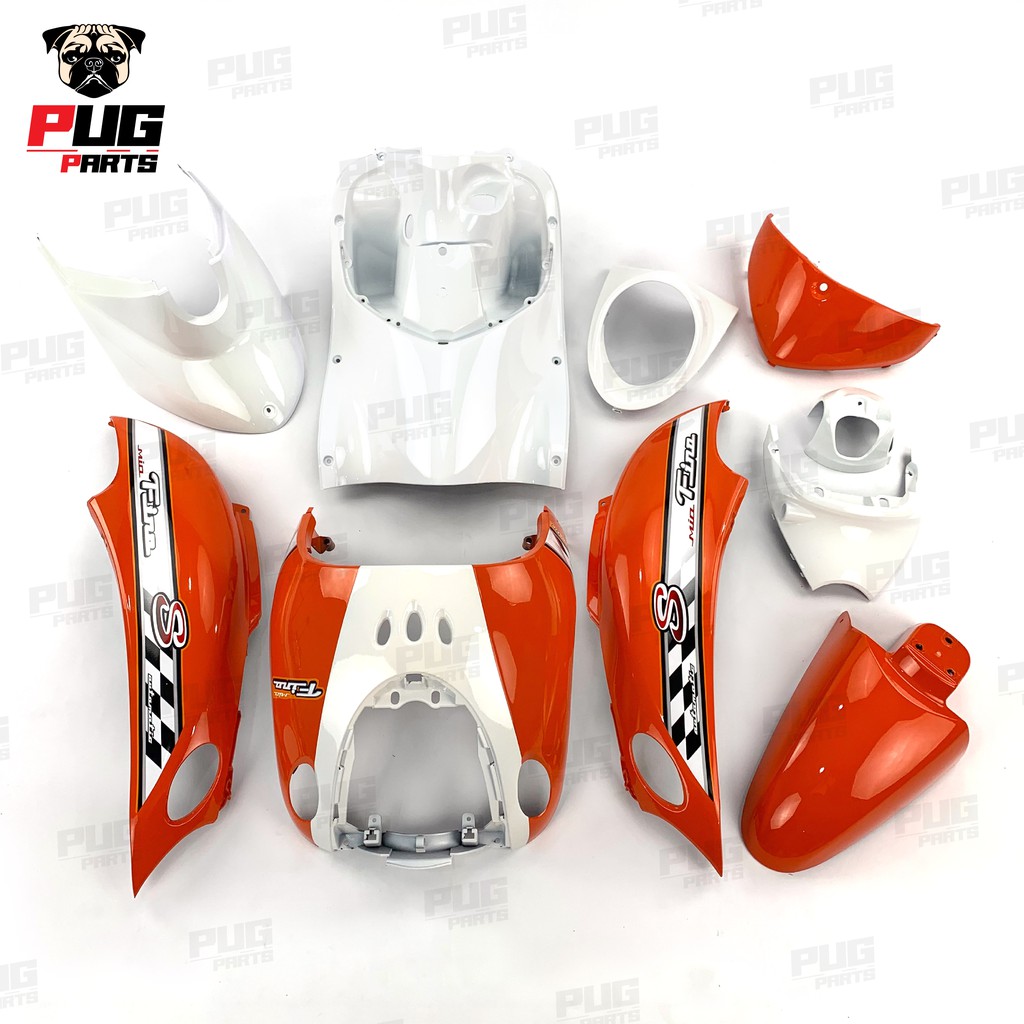 PUGParts ชุดสีฟีโน่ ชุดสีFino เกย์เดี่ยว/เกย์แยก (ชุด10ชิ้น) สีส้มสดตัดขาว เฟรมสีฟีโน่ เฟรมFino