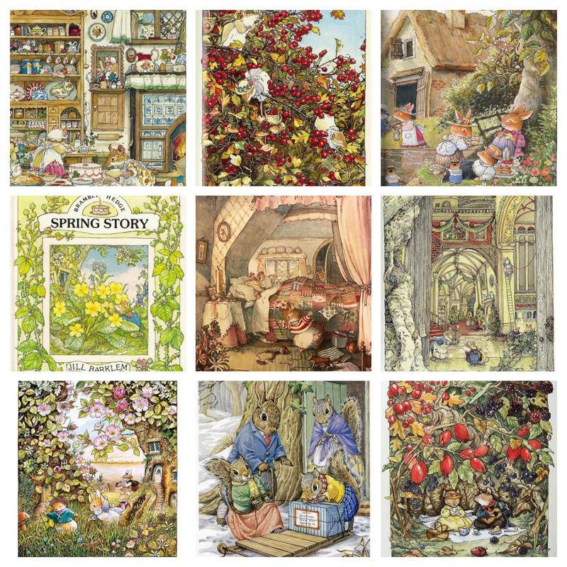 โปสเตอร์ภาพวาดผ้าใบ Jill Barklem Spring story สําหรับตกแต่งบ้าน ห้องนอน – โปรปัง