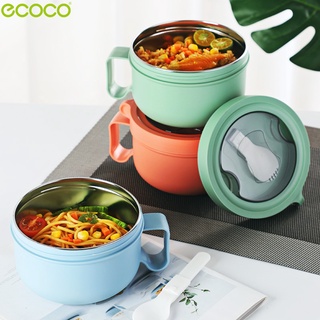 Ecoco ชามสแตนเลส พร้อมหูจับ กันความร้อน ชามมาม่า ถ้วยมาม่า Noodles Cup ชามมีฝาปิด ถ้วยใส่อาหาร ชามเก็บความร้อน