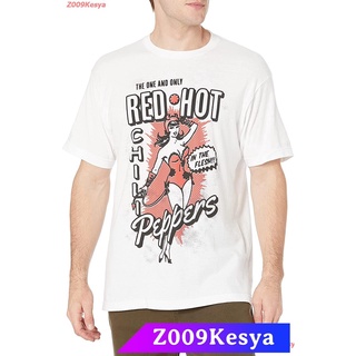 Z009Kesya เสื้อยืดสีพื้น Red Hot Chili Peppers Unisex-adult Mens Official Red Hot Chili Peppers Devil Girl White T-shirt