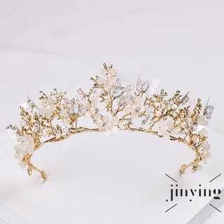 ❤S Wind Great Butterfly Bridals Tiaras Crowns Baroque Gold Brides Hairbands Wedding Hair accessories