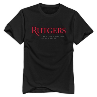 Vavd เสื้อยืดลําลอง ผ้าฝ้าย 100% แขนสั้น คอกลม พิมพ์ลาย Rutgers University สีดํา พลัสไซซ์ XS-XXXL สําหรับผู้ชาย ของขวัญวันเกิด