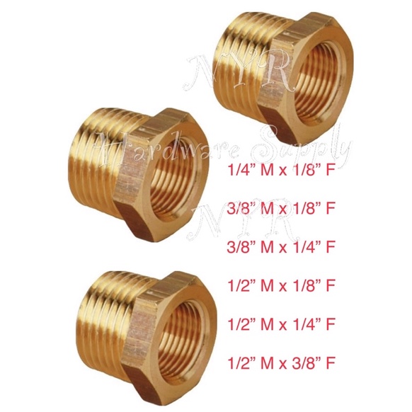 บุชทองเหลือง 1/4 M x 1/8 F 3/8 M x 1/8 F 3/8 M x 1/4 F 1/2 M x 1/8 F 1/2 M x 1/4 F 1/2 M x 3/8 F Red