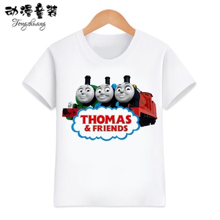 เสื้อยืดแขนสั้นลําลอง ลาย Thomas Train and Friends CHILDRENS สีขาว สําหรับเด็กนักเรียน 1-12 ปี และผู้ใหญ่